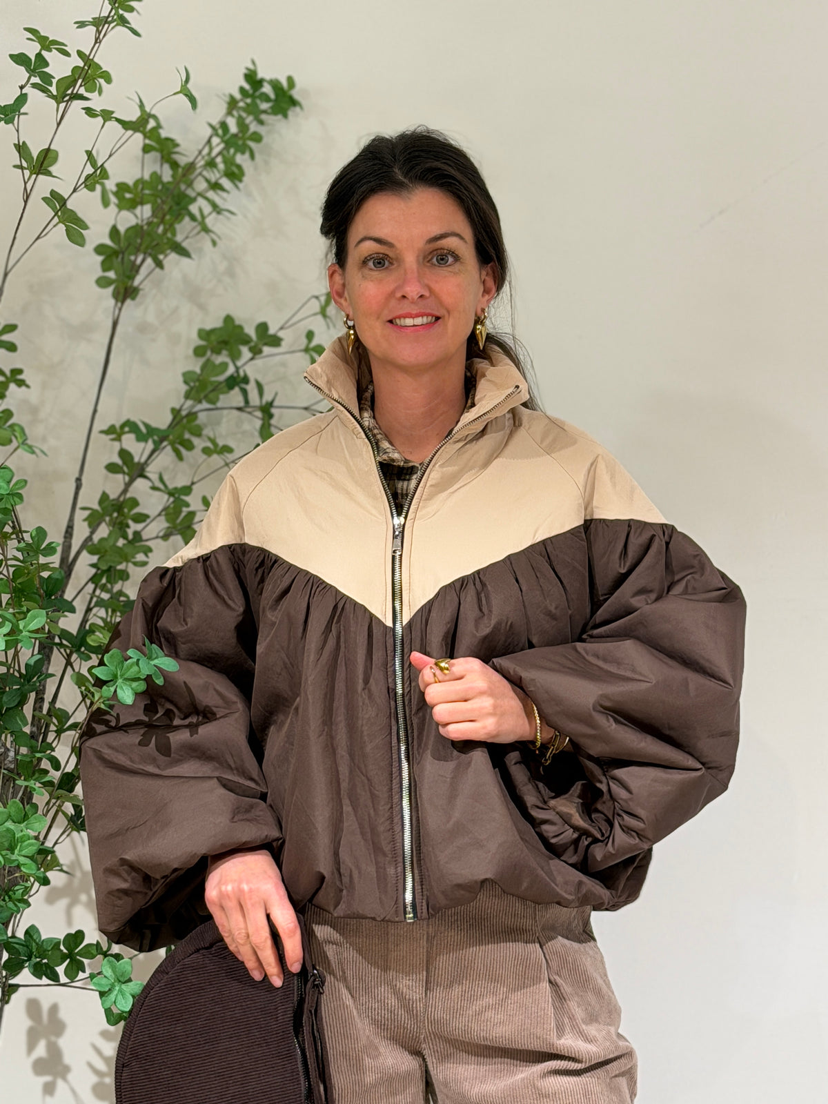 UNI PUFFER - BRUIN/ECRU