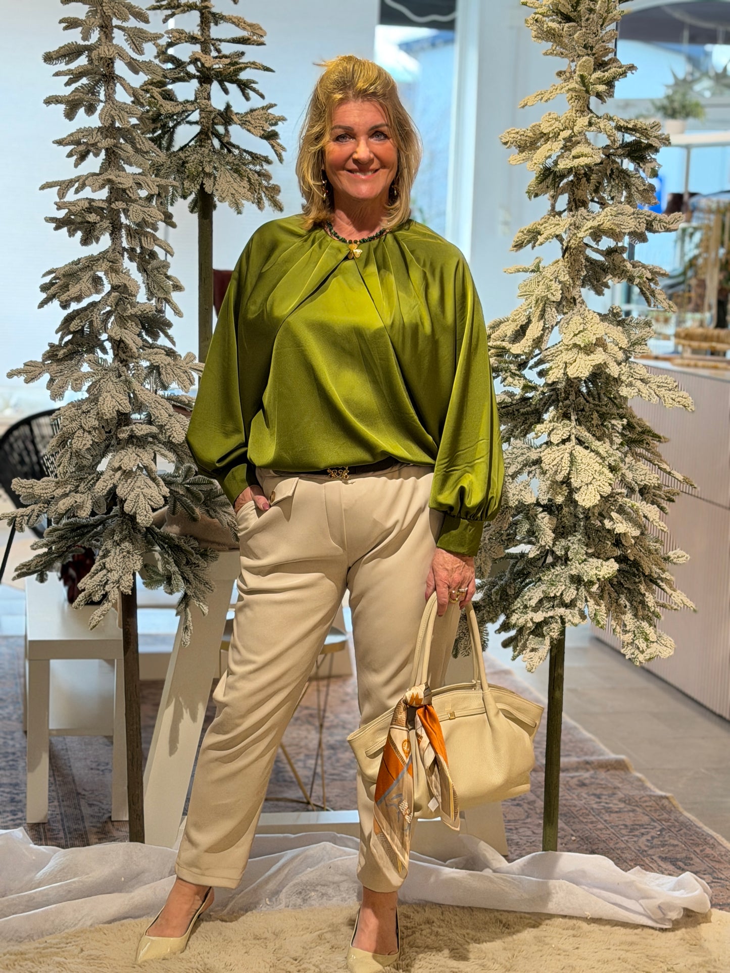 LOTTE Satin Blouse - Groen