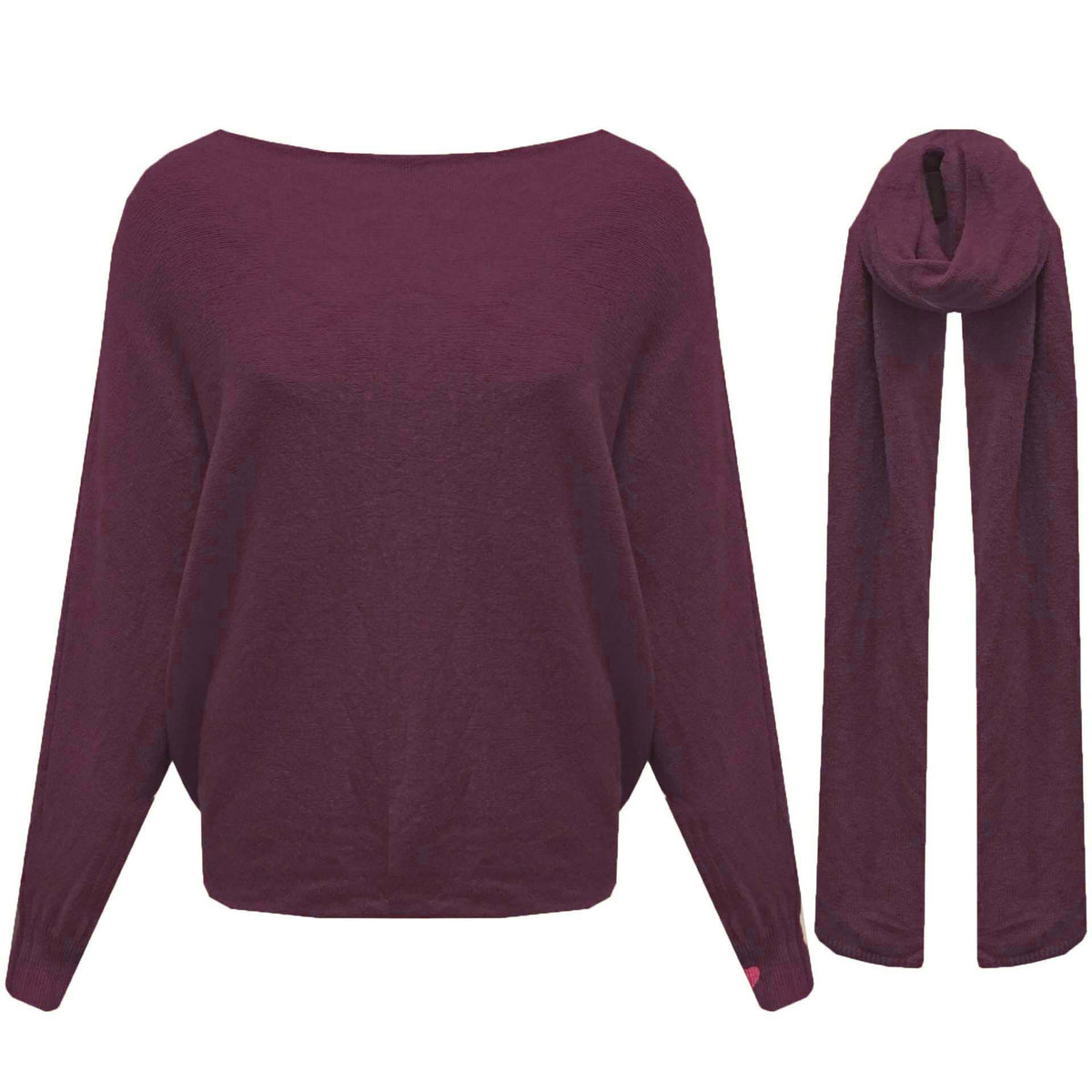WENDY SWEATER+SJAAL - BORDEAUX