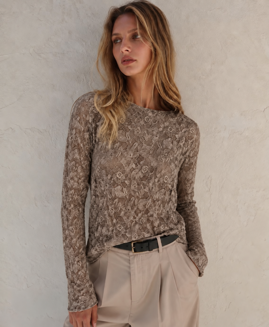 LACE LONGSLEEVE - TAUPE