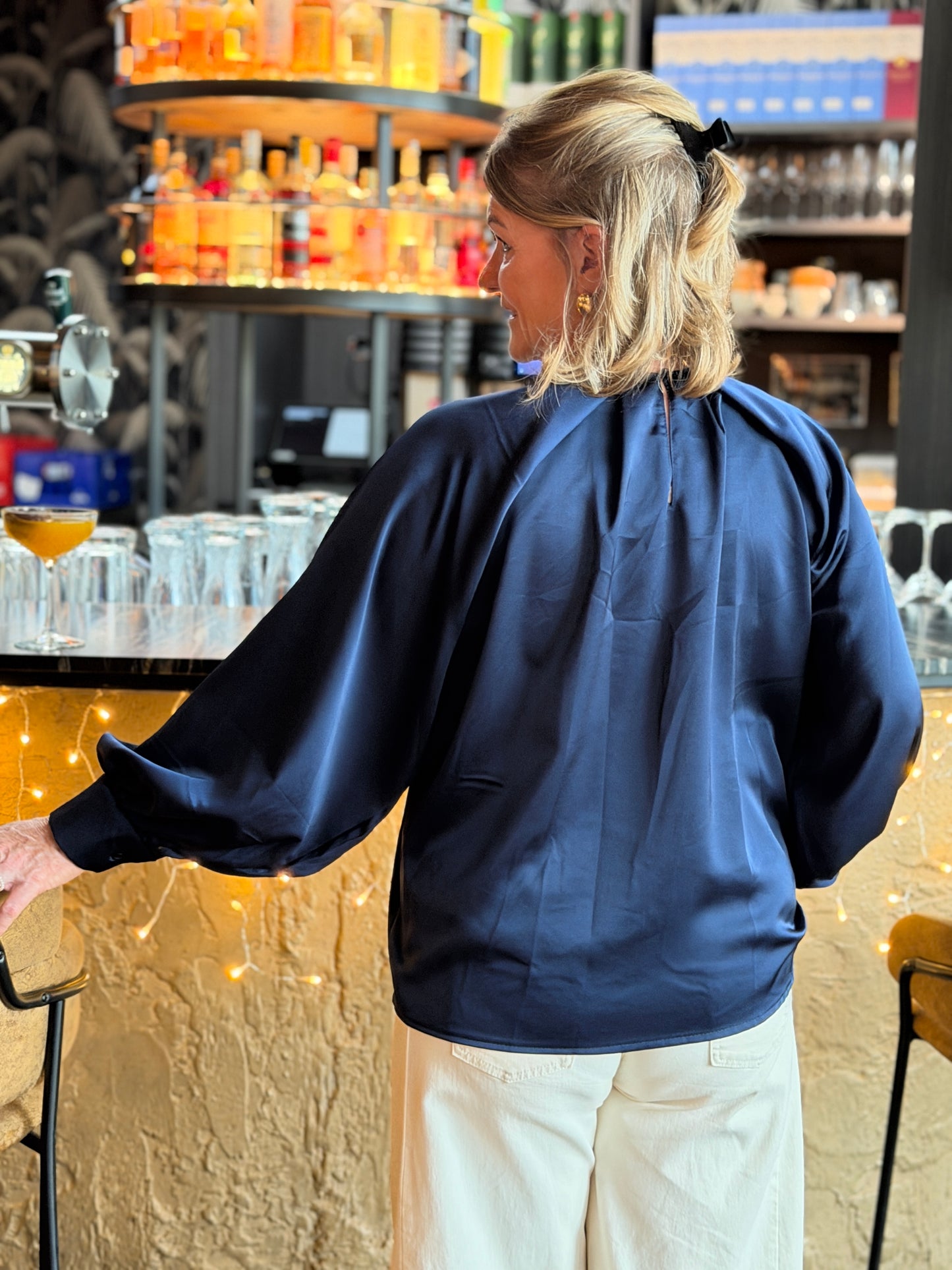 LOTTE Satin Blouse Blauw