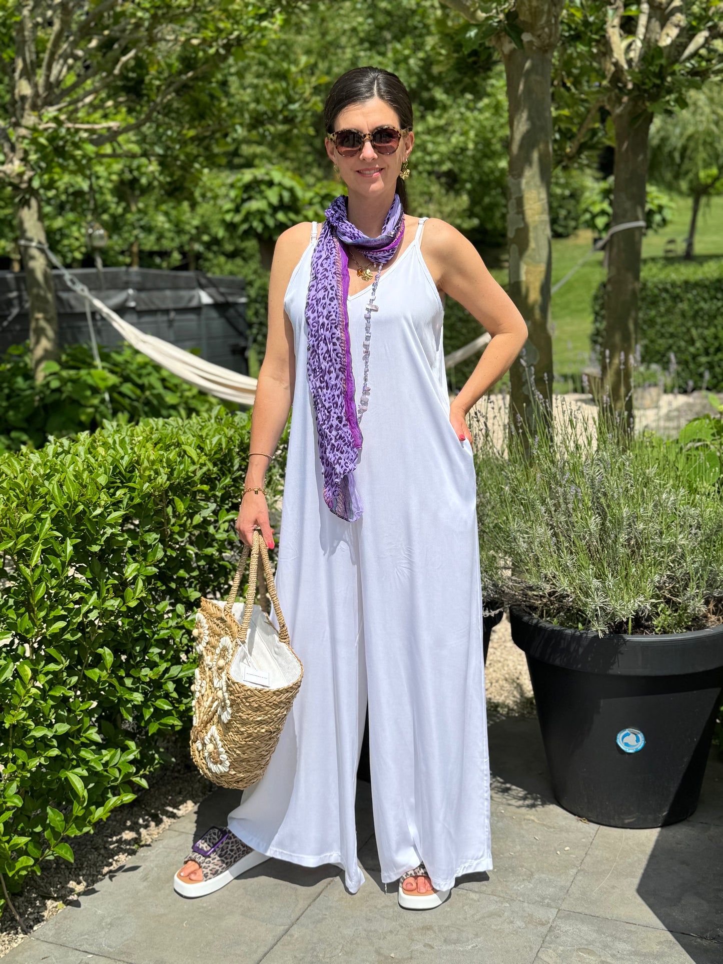 Wide Leg Jumpsuit - Wit