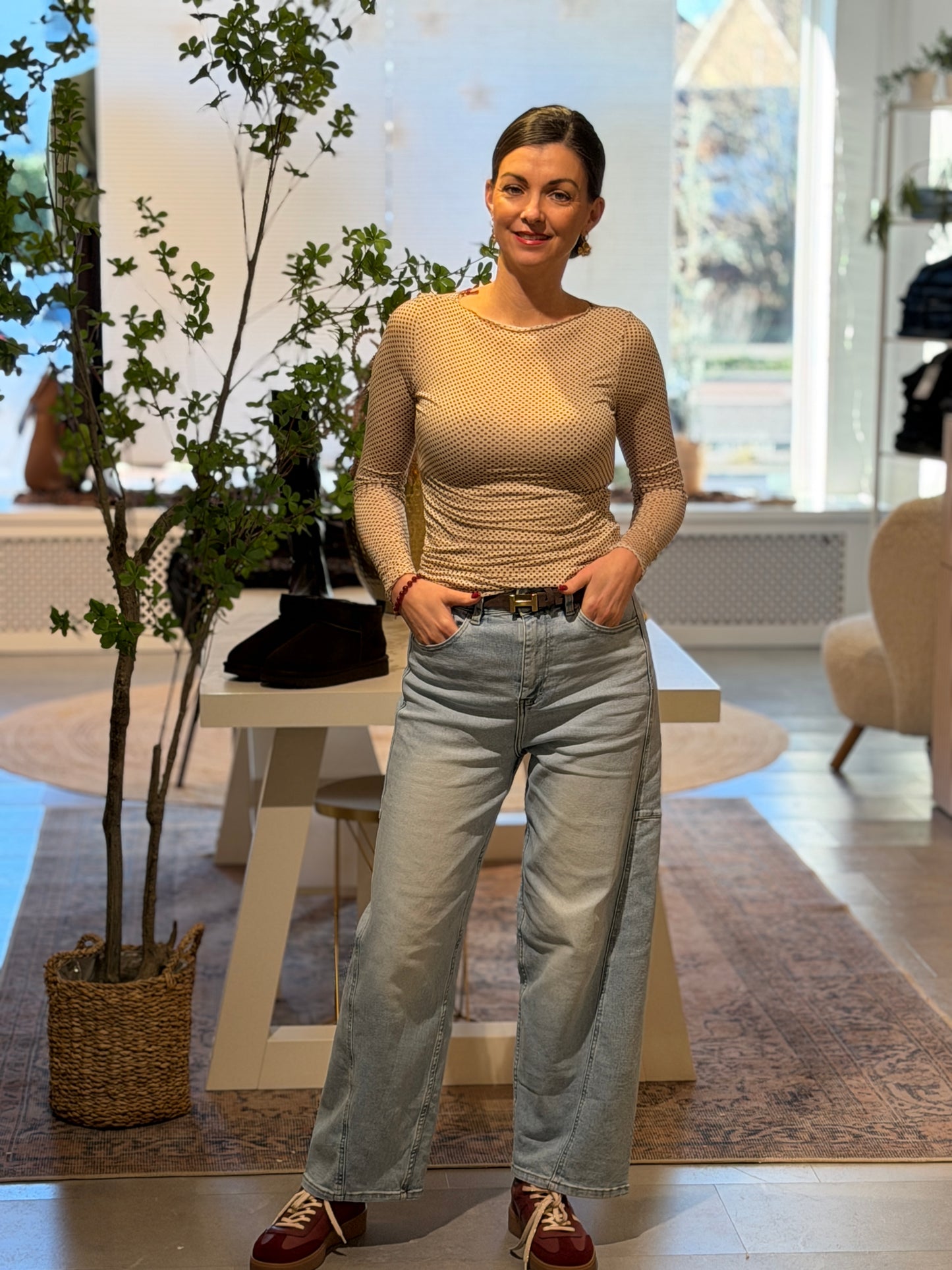 DOTS Mesh Top - Beige