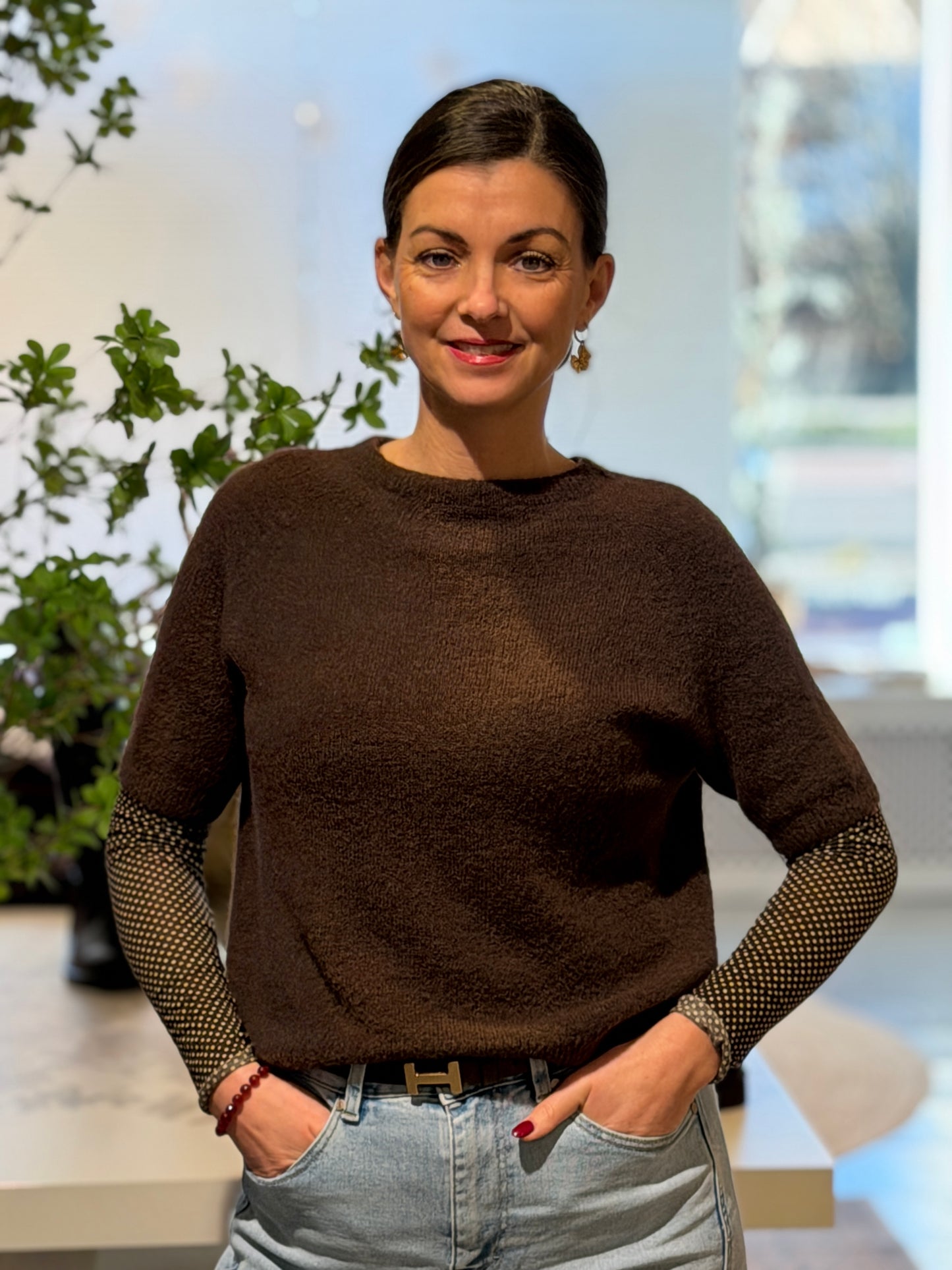 DOTS Mesh Top - Bruin