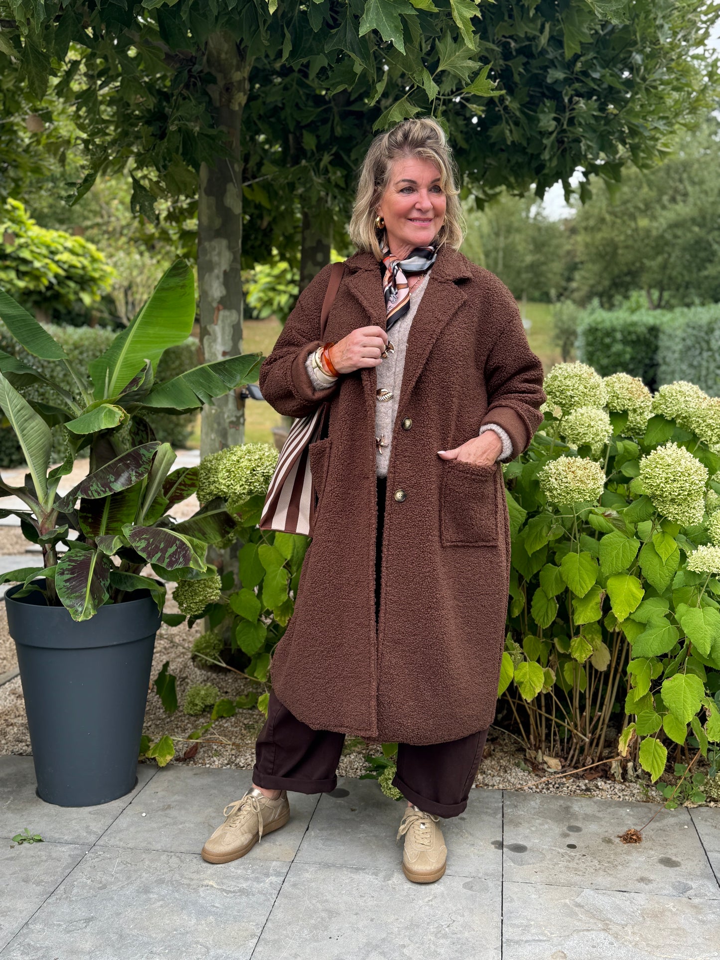 BOUCLÉ jas - Bruin