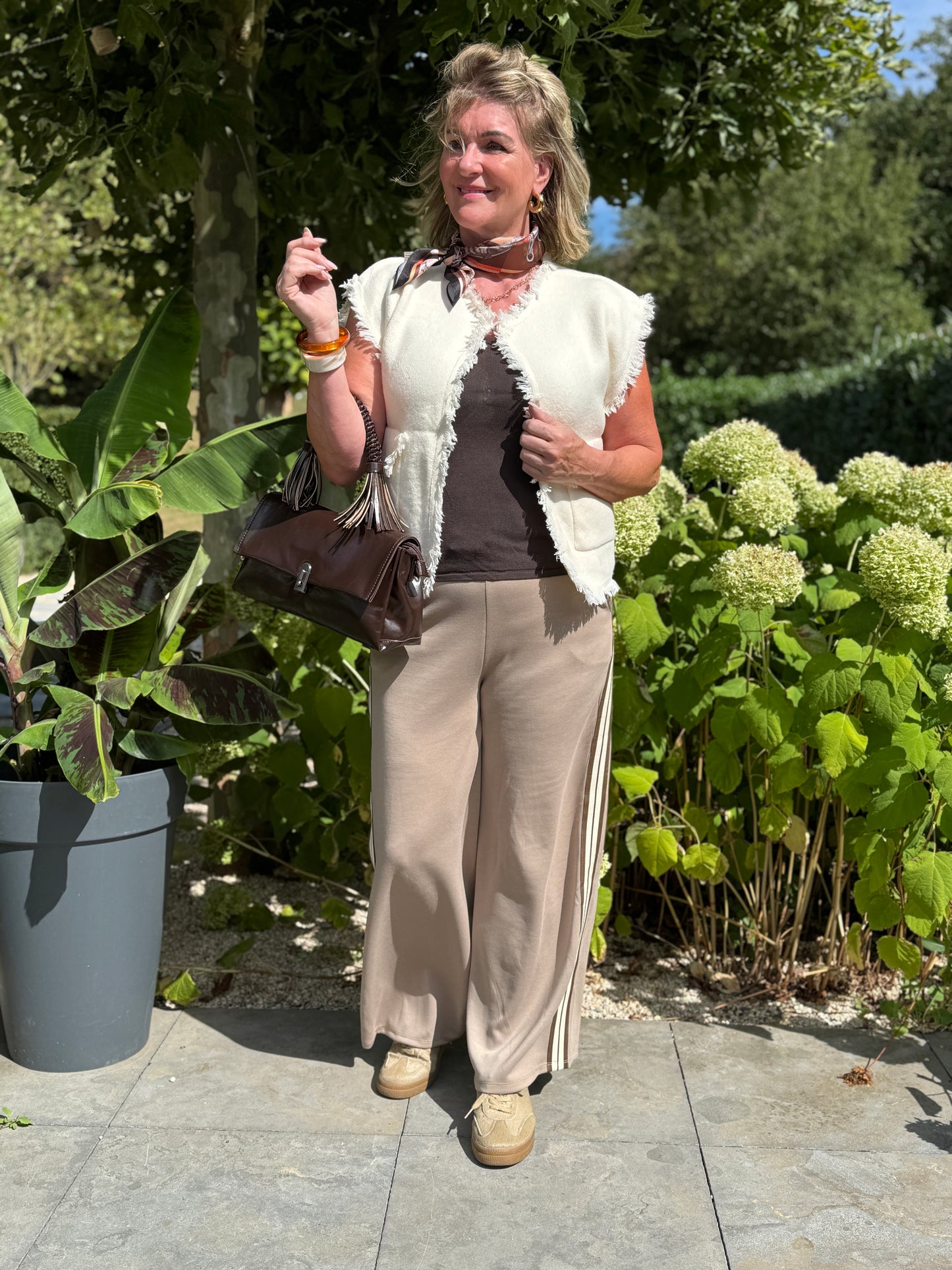 STRIPE Broek - Taupe