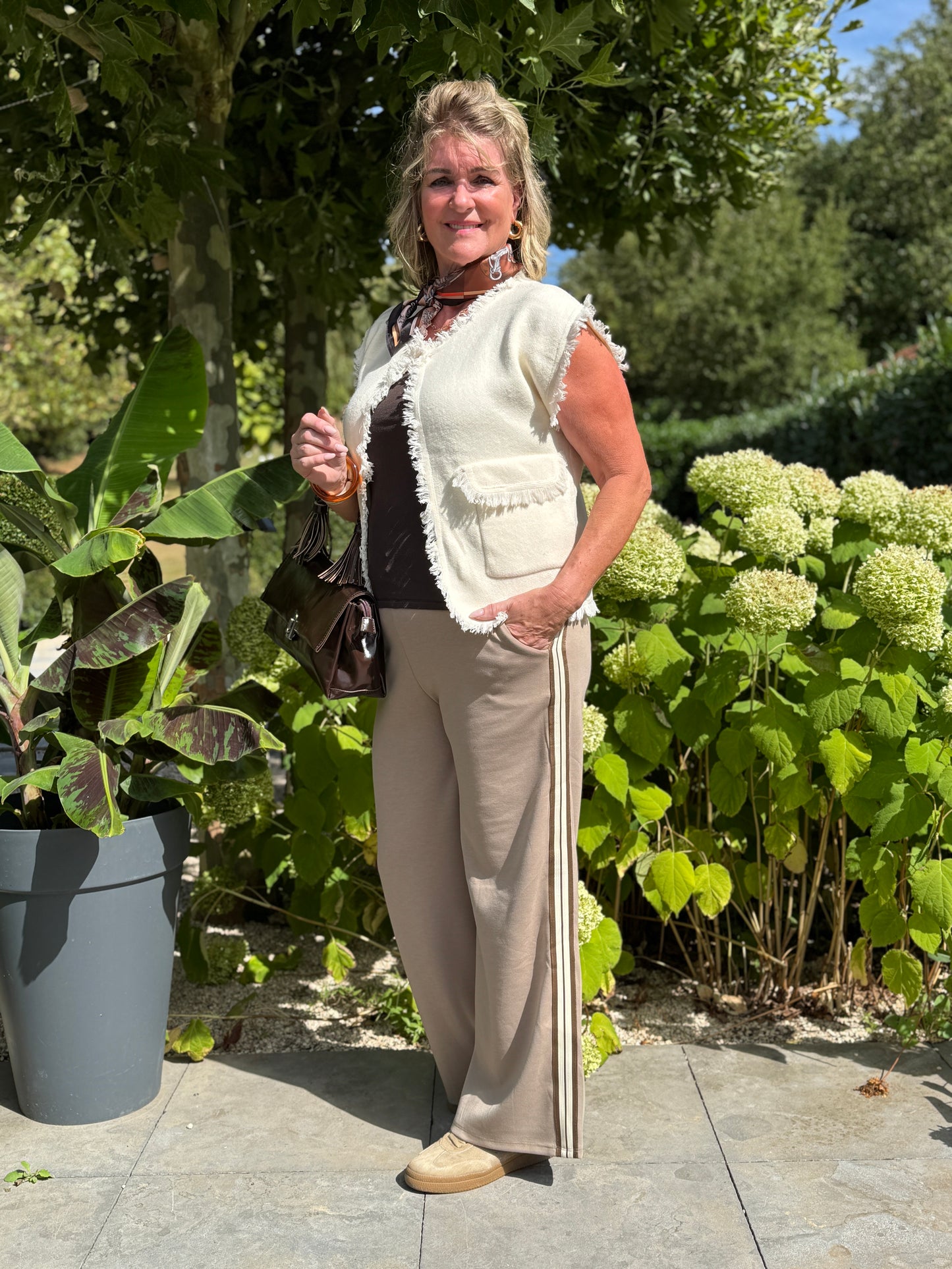 STRIPE Broek - Taupe