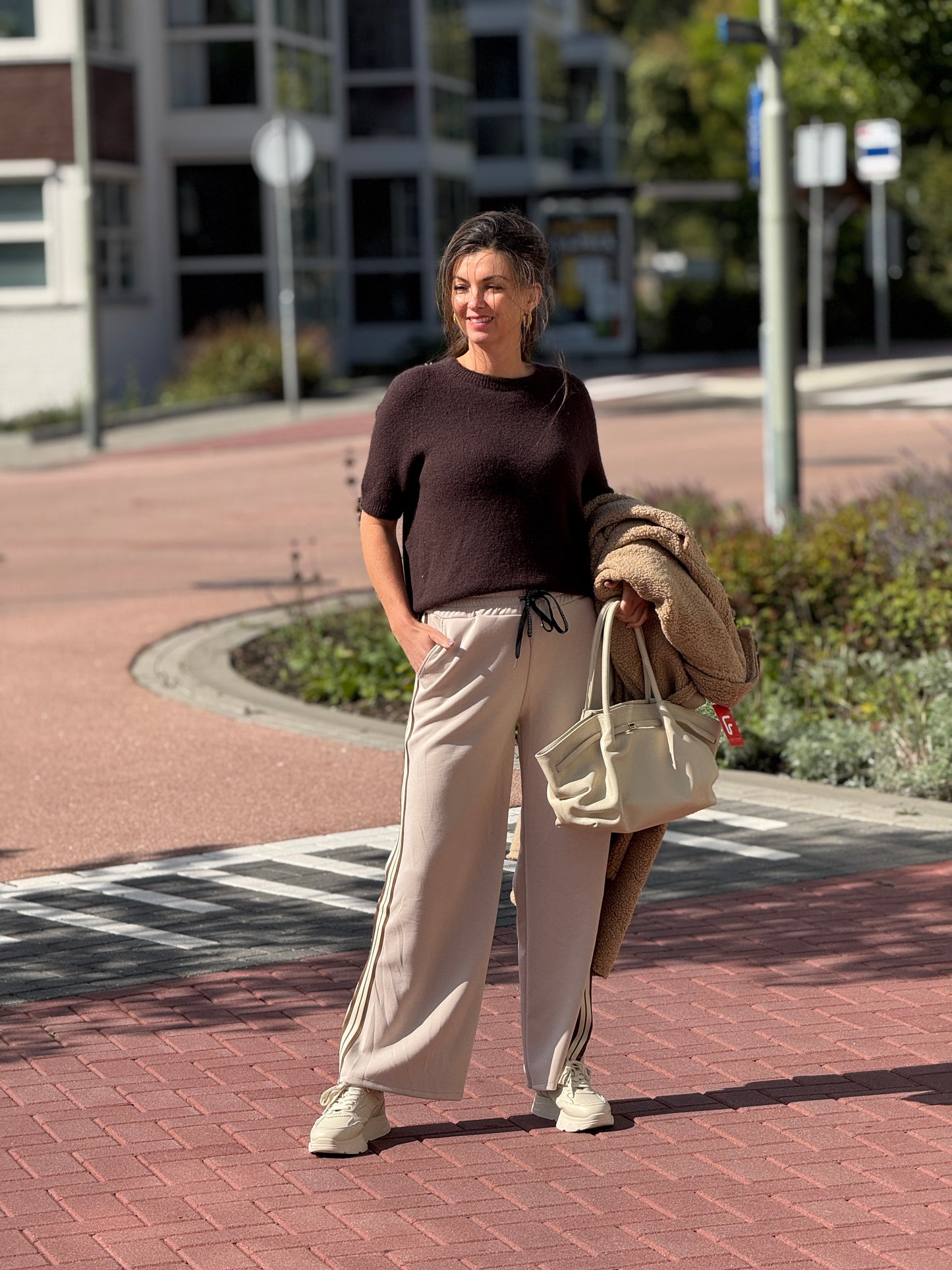 STRIPE Broek - Beige