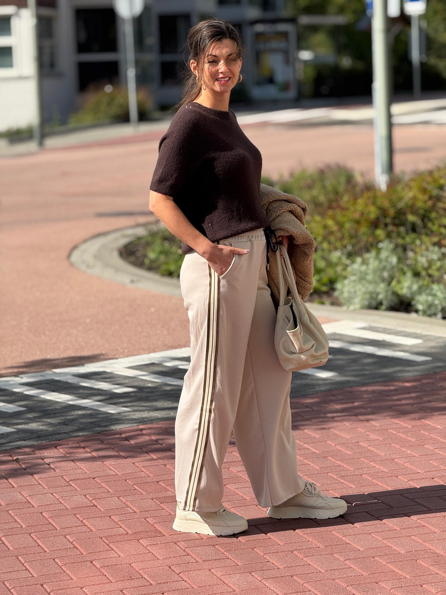 STRIPE Broek - Beige