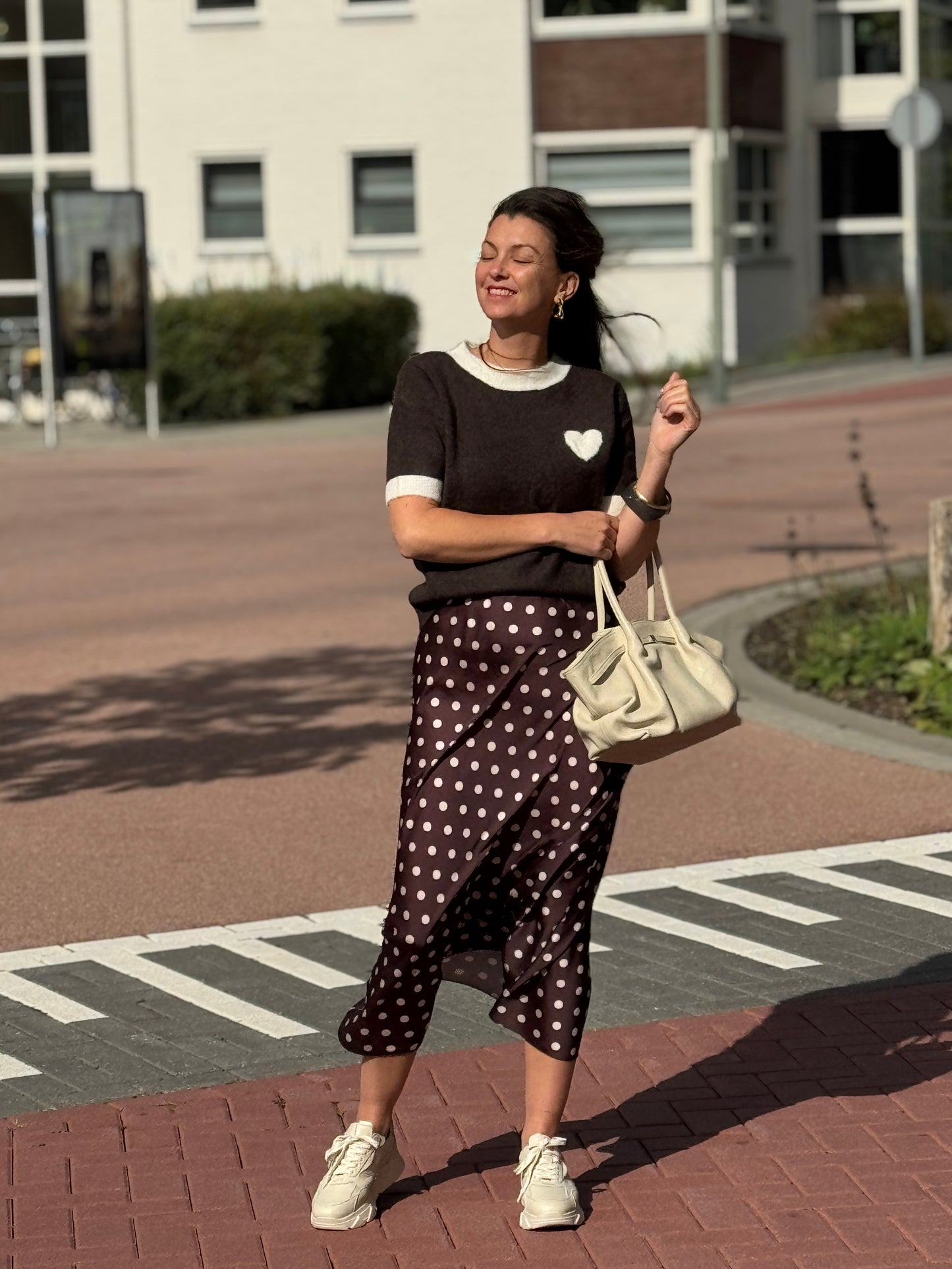SATIN Dots Rok - Bruin