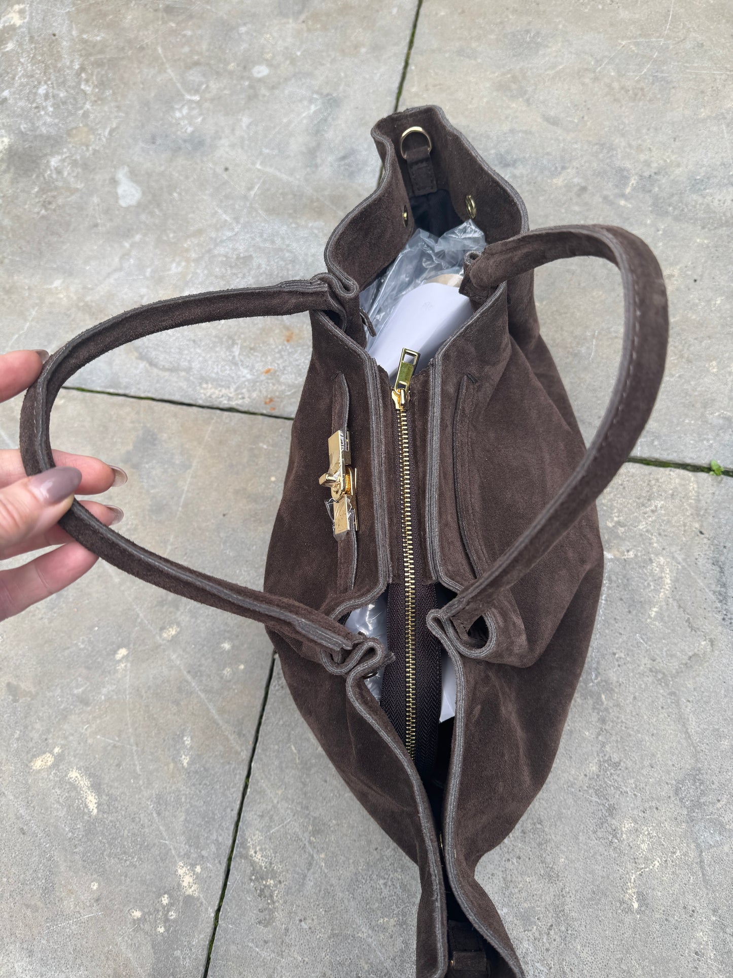 HERMIEN TAS Bruin suedine
