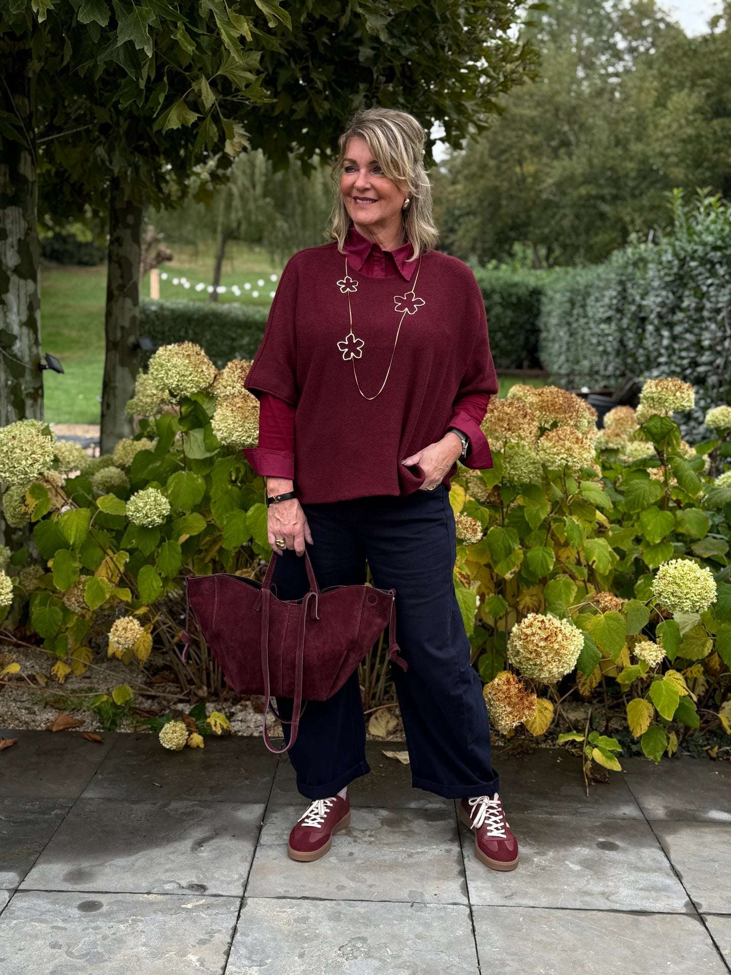 BASIC SLEEVE TOP - Bordeaux