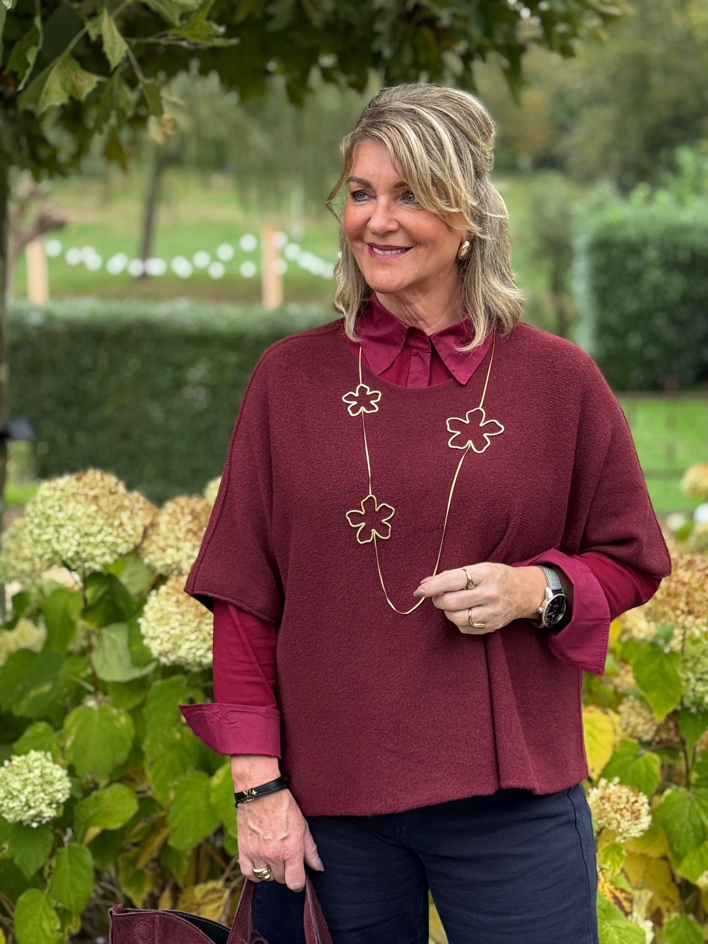 BASIC SLEEVE TOP - Bordeaux