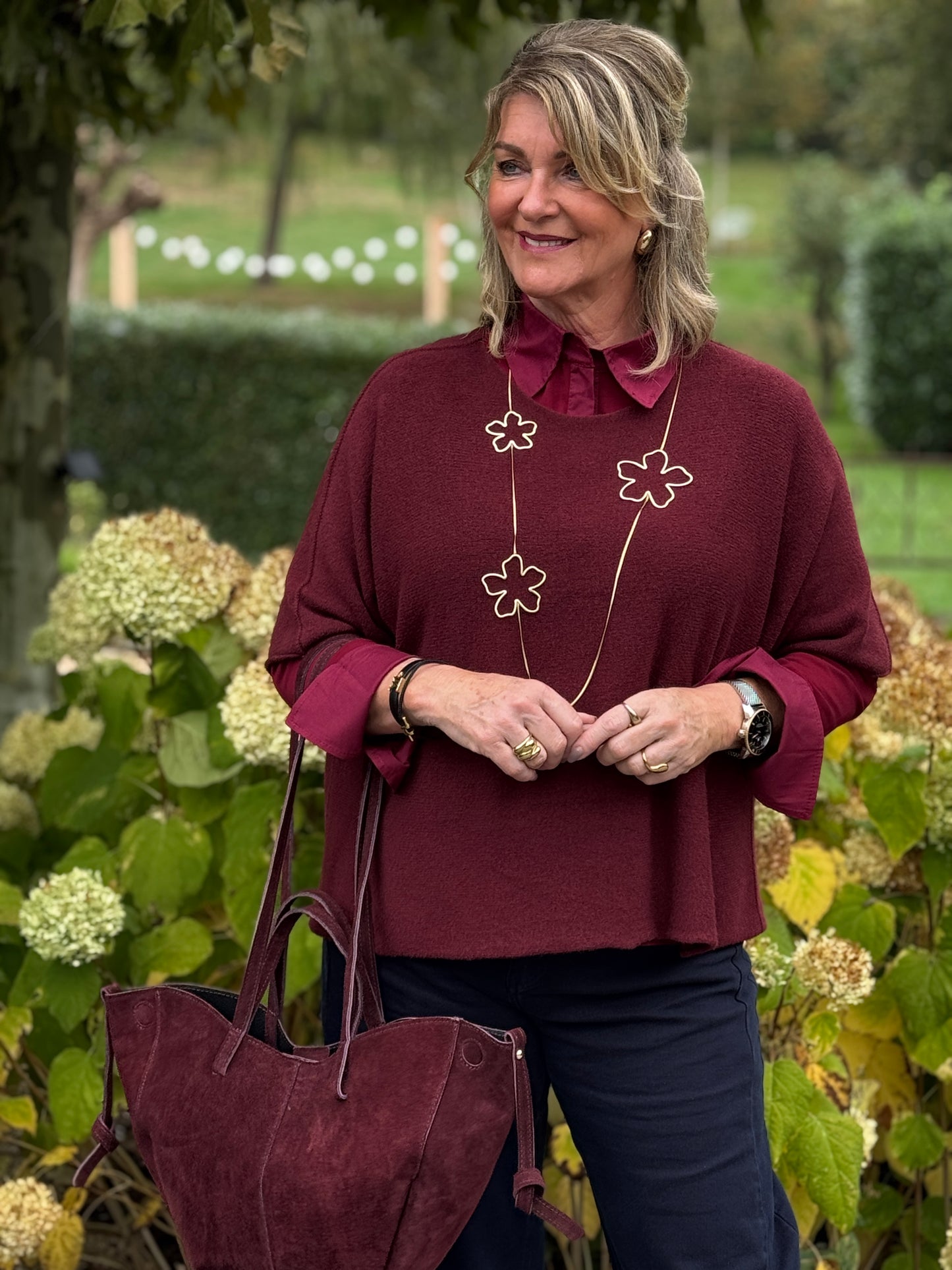 BASIC SLEEVE TOP - Bordeaux