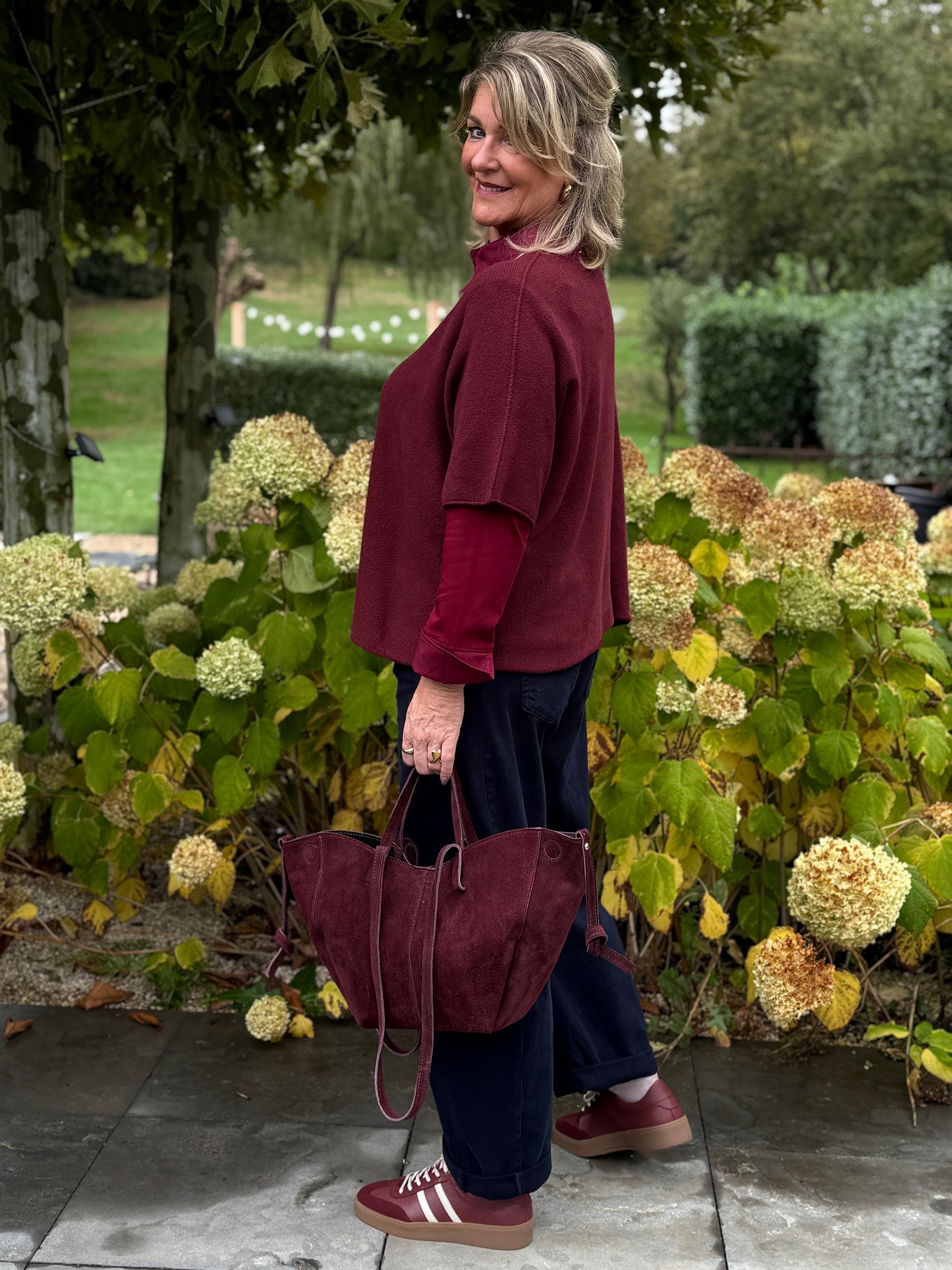 BASIC SLEEVE TOP - Bordeaux