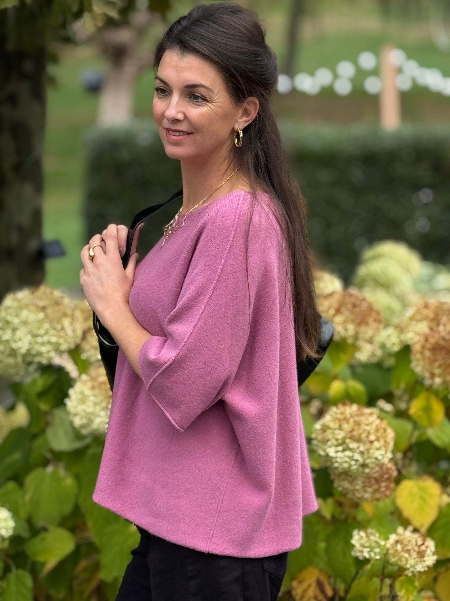 BASIC SLEEVE TOP - Roze