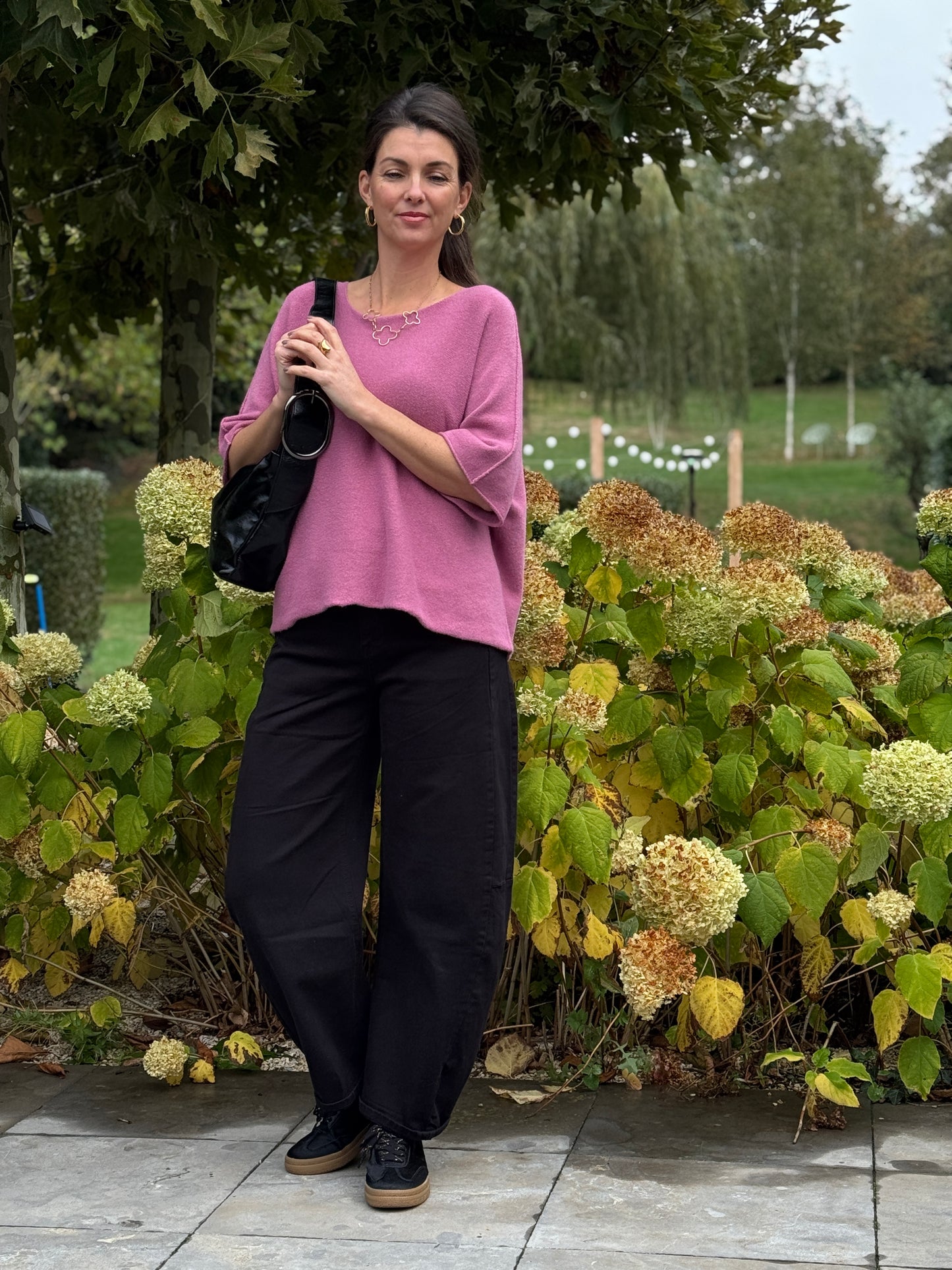 BASIC SLEEVE TOP - Roze