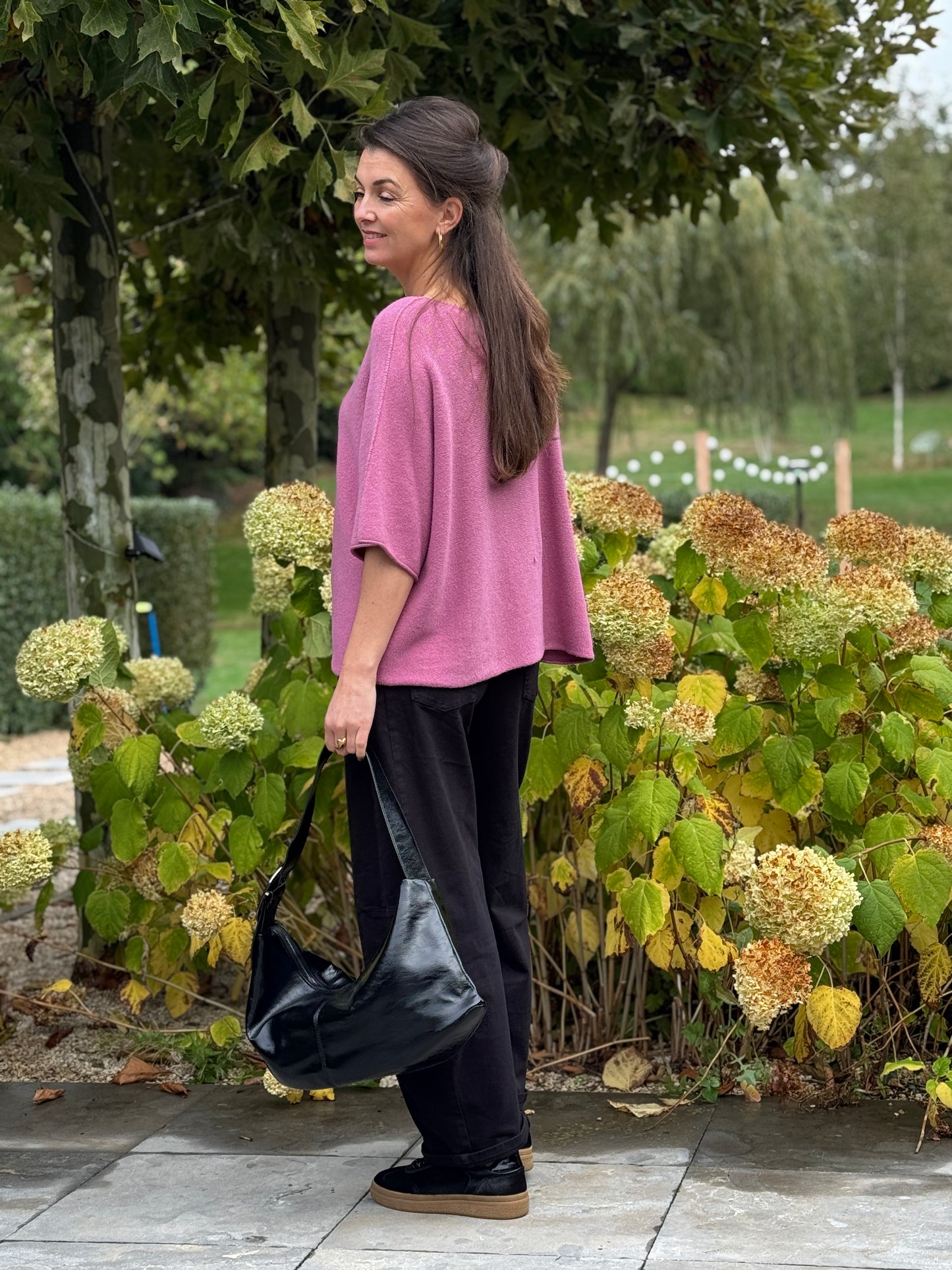 BASIC SLEEVE TOP - Roze