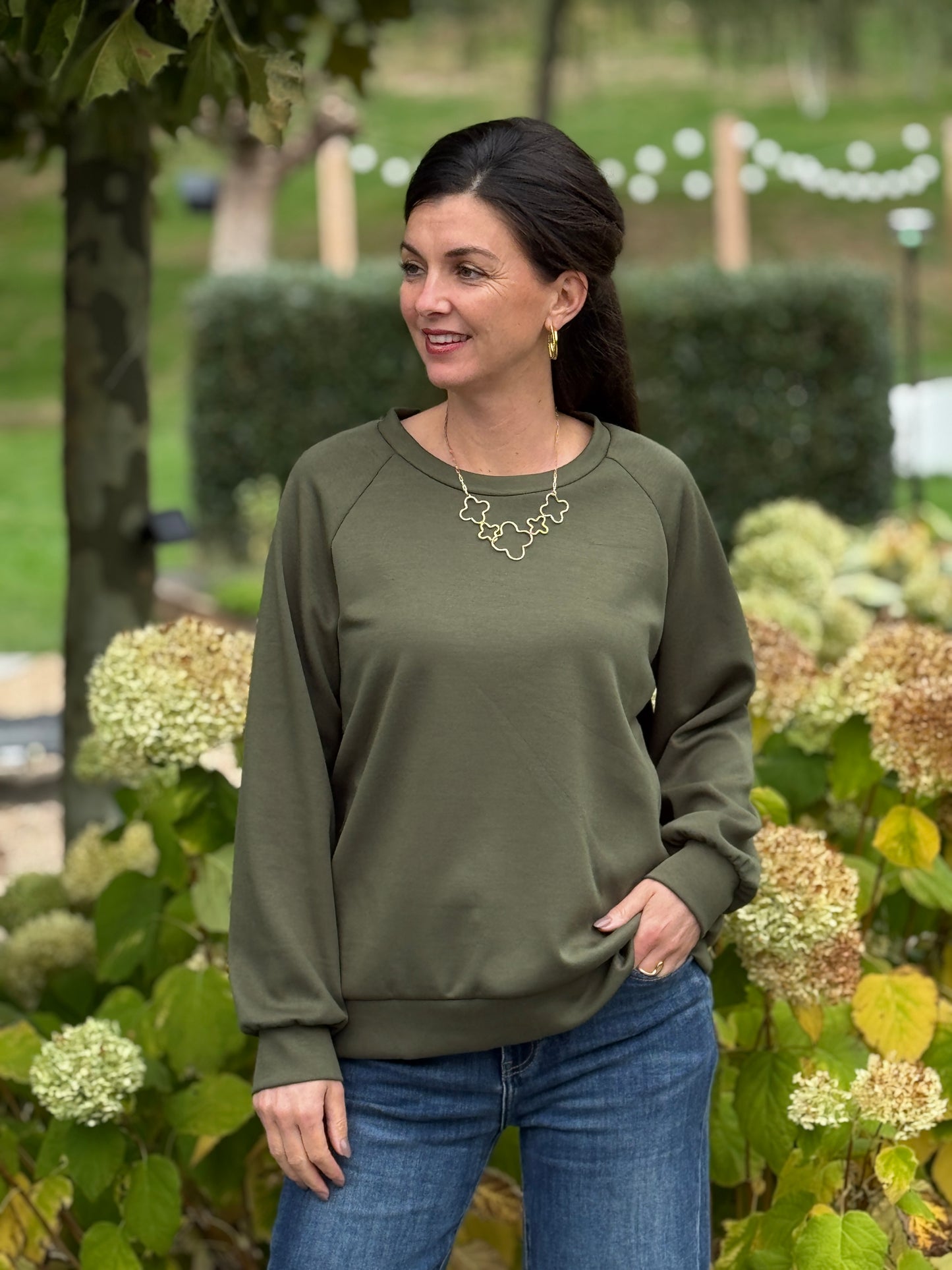 BASIC SWEATER - Groen