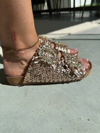 Cira platino gold woven slipper