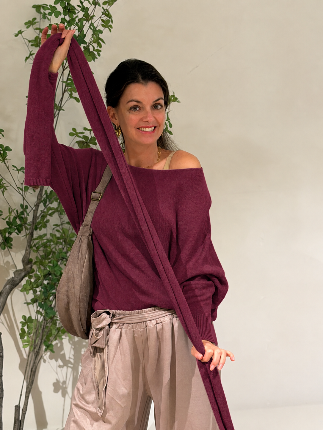 WENDY SWEATER+SJAAL - BORDEAUX