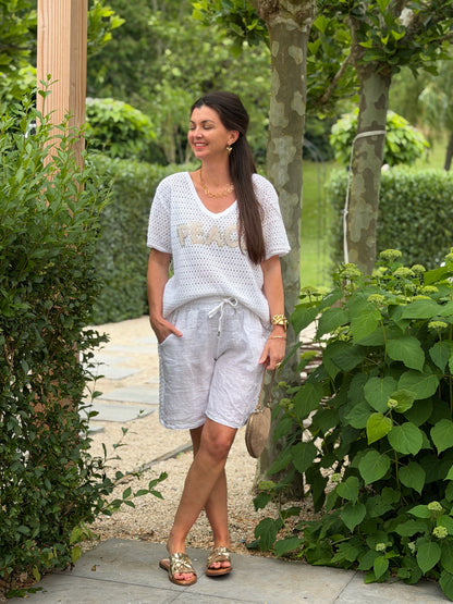 ISA LINNEN SHORT - WIT