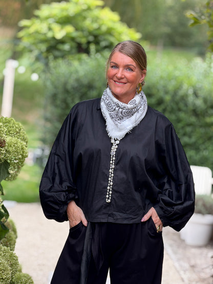 BALI BLOUSE PLUS - ZWART