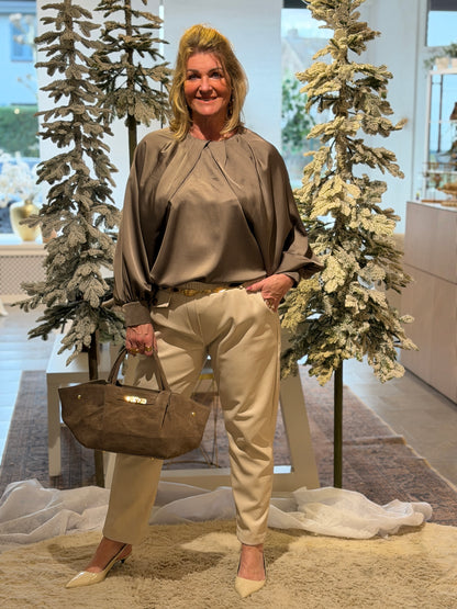 LOTTE Satin Blouse - Taupe