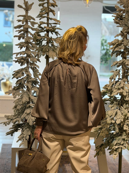 LOTTE Satin Blouse - Taupe