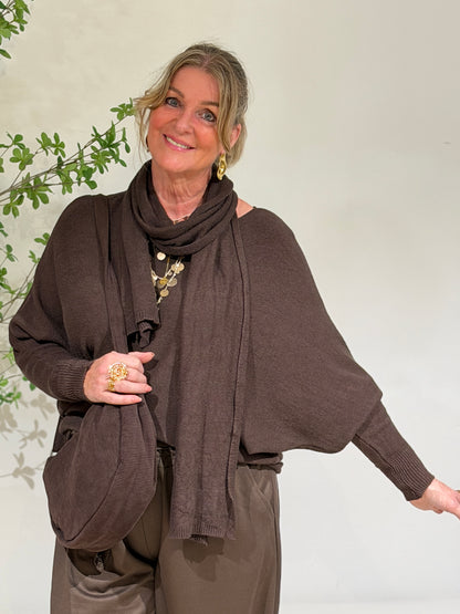 WENDY SWEATER+SJAAL - BRUIN