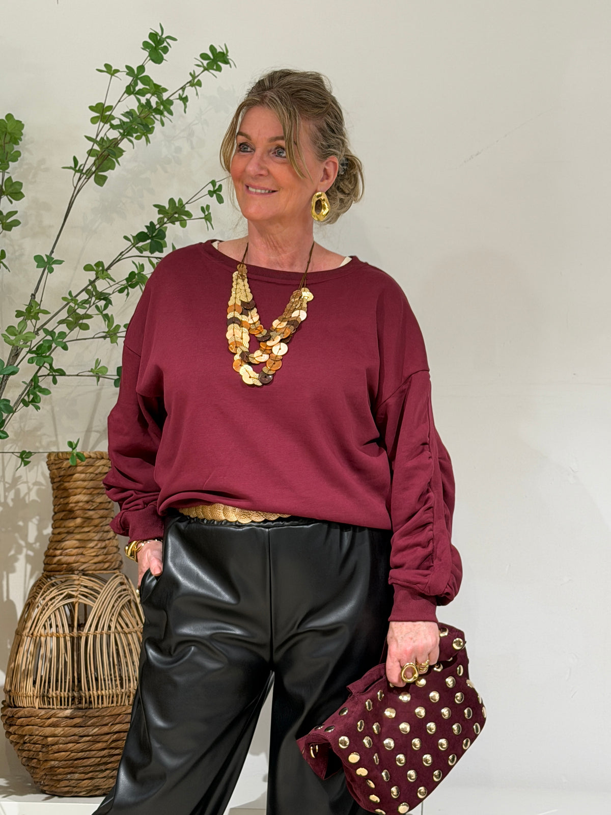 RUCHE SWEATER - BORDEAUX