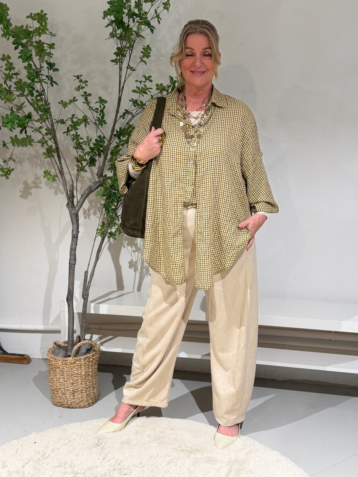 KNOOP BLOUSE RUIT - GROEN