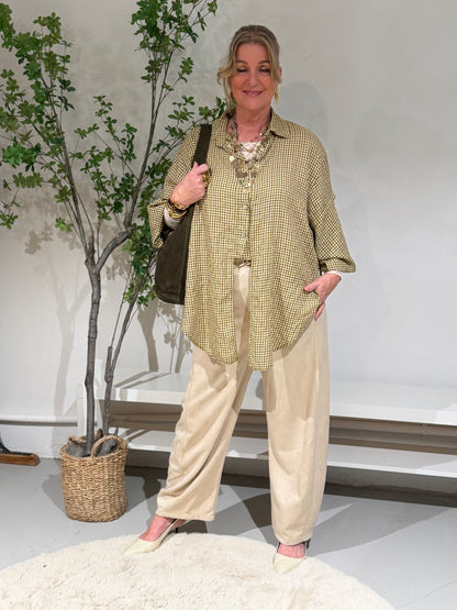 KNOOP BLOUSE RUIT - GROEN