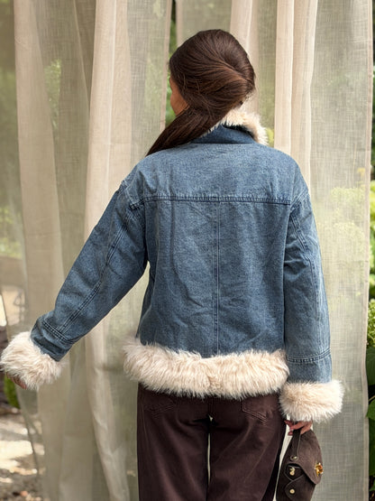MILA FAUX FUR DENIM JACKET