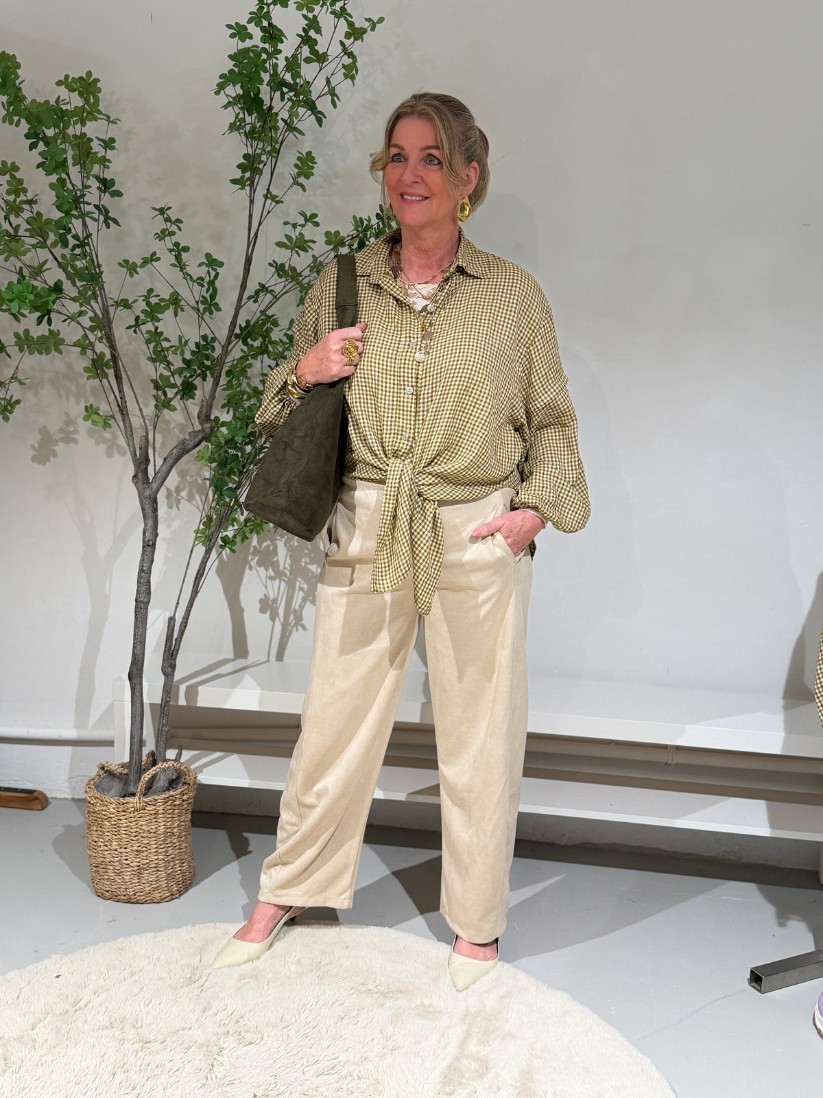 KNOOP BLOUSE RUIT - GROEN