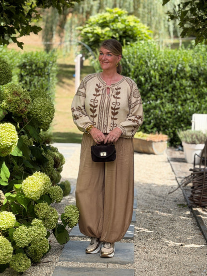 SATIN BALLOON BROEK - CAMEL