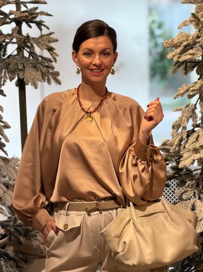 LOTTE Satin Blouse - Beige