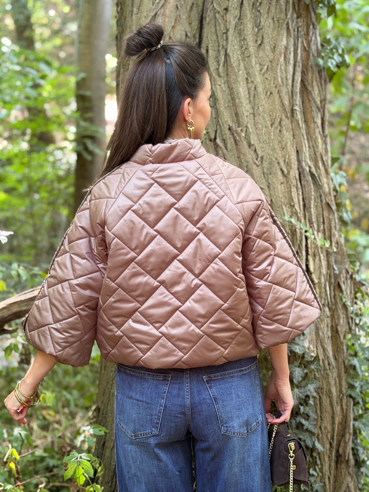 PUFFER JAS - TAUPE