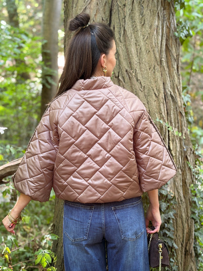 PUFFER JAS - TAUPE