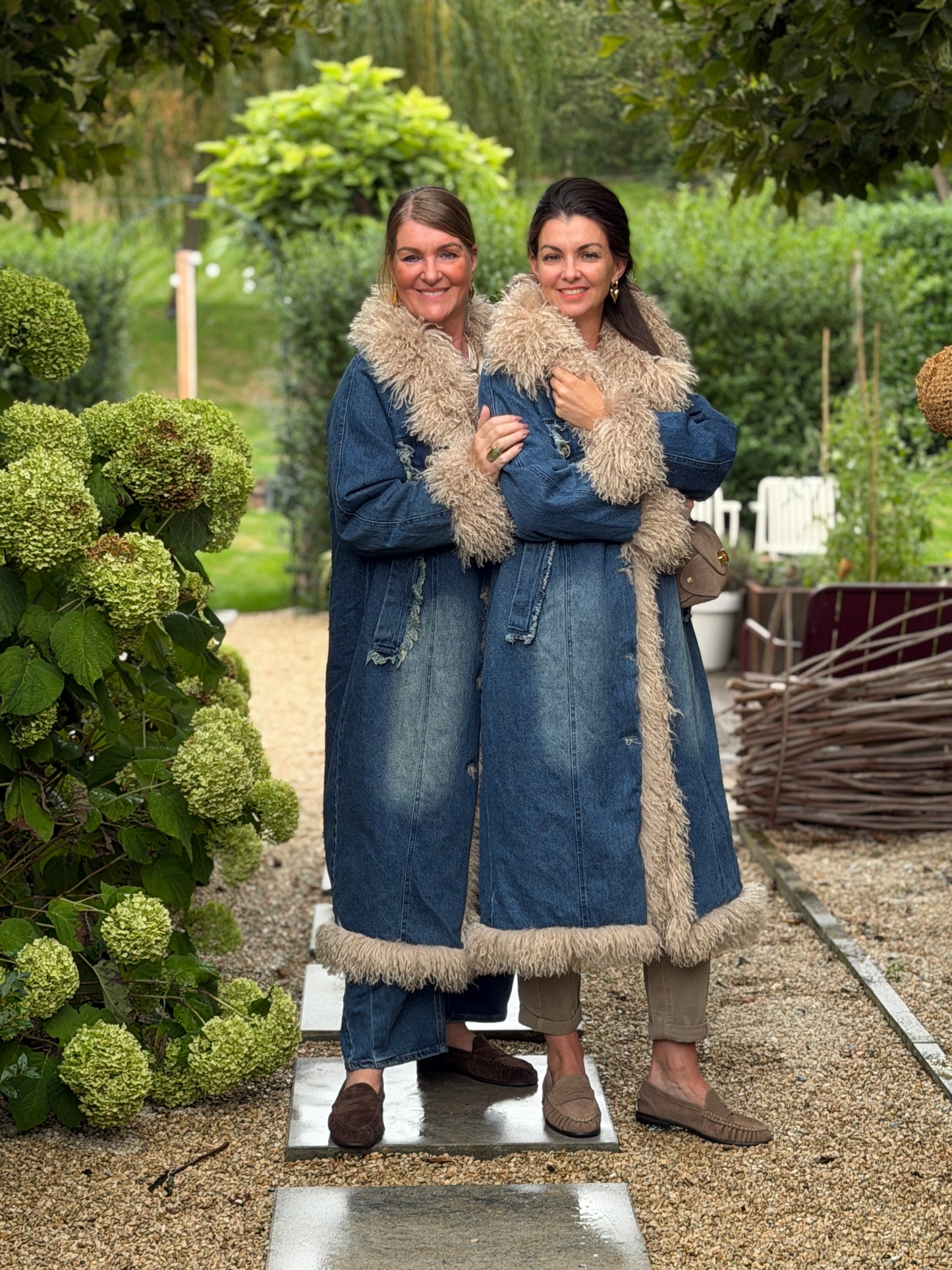 FAYE DENIM FUR COAT