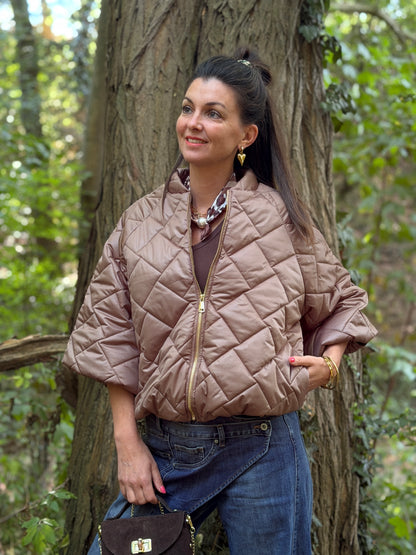 PUFFER JAS - TAUPE