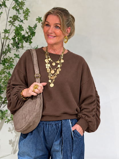 RUCHE SWEATER - BRUIN