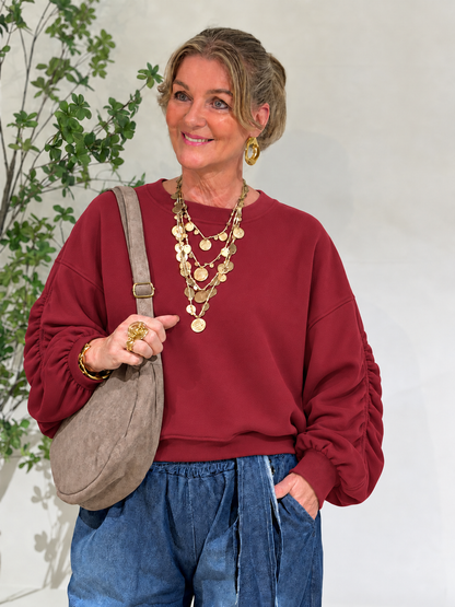 RUCHE SWEATER - BORDEAUX
