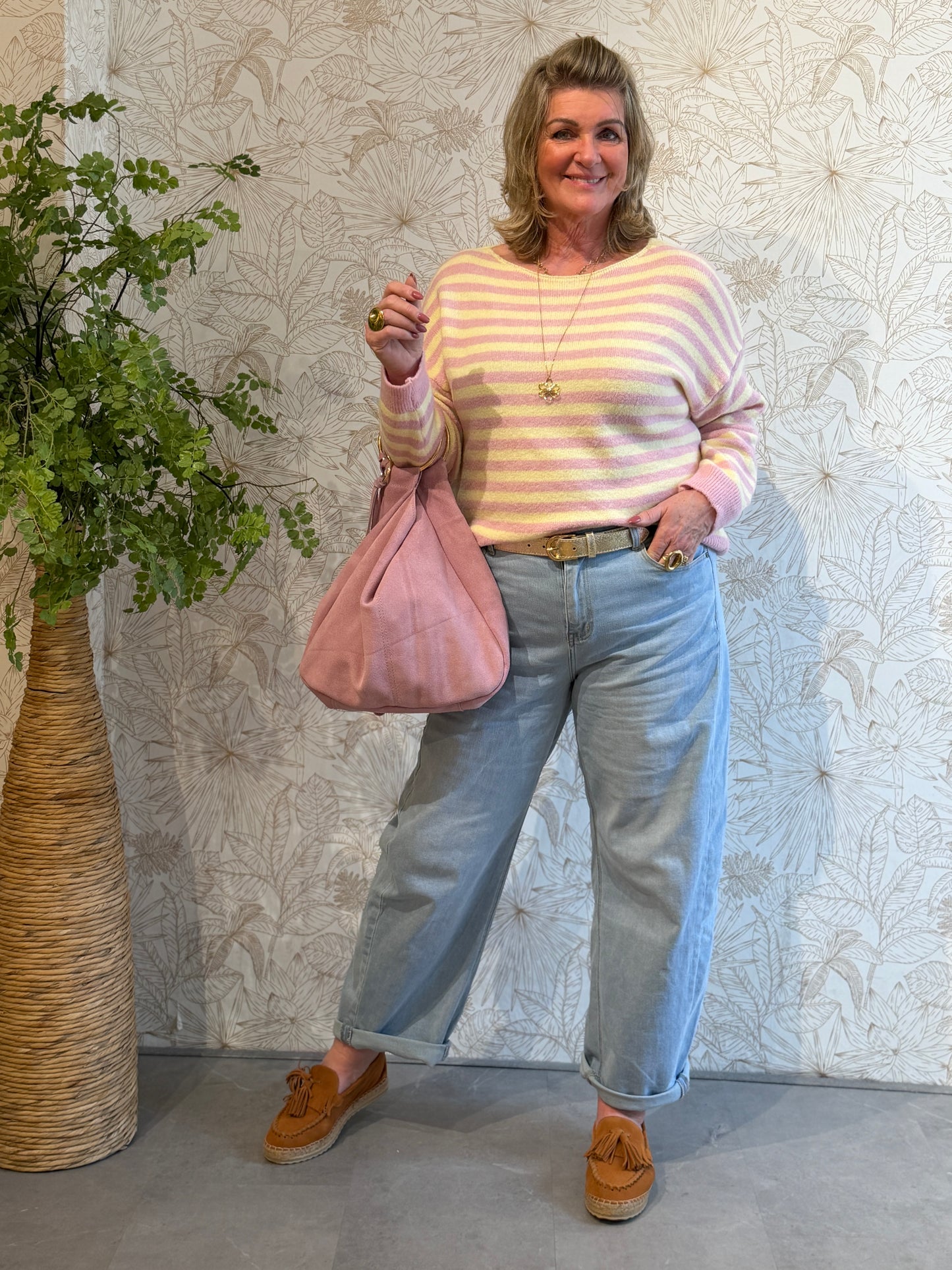 JADE Stripe Trui - Roze