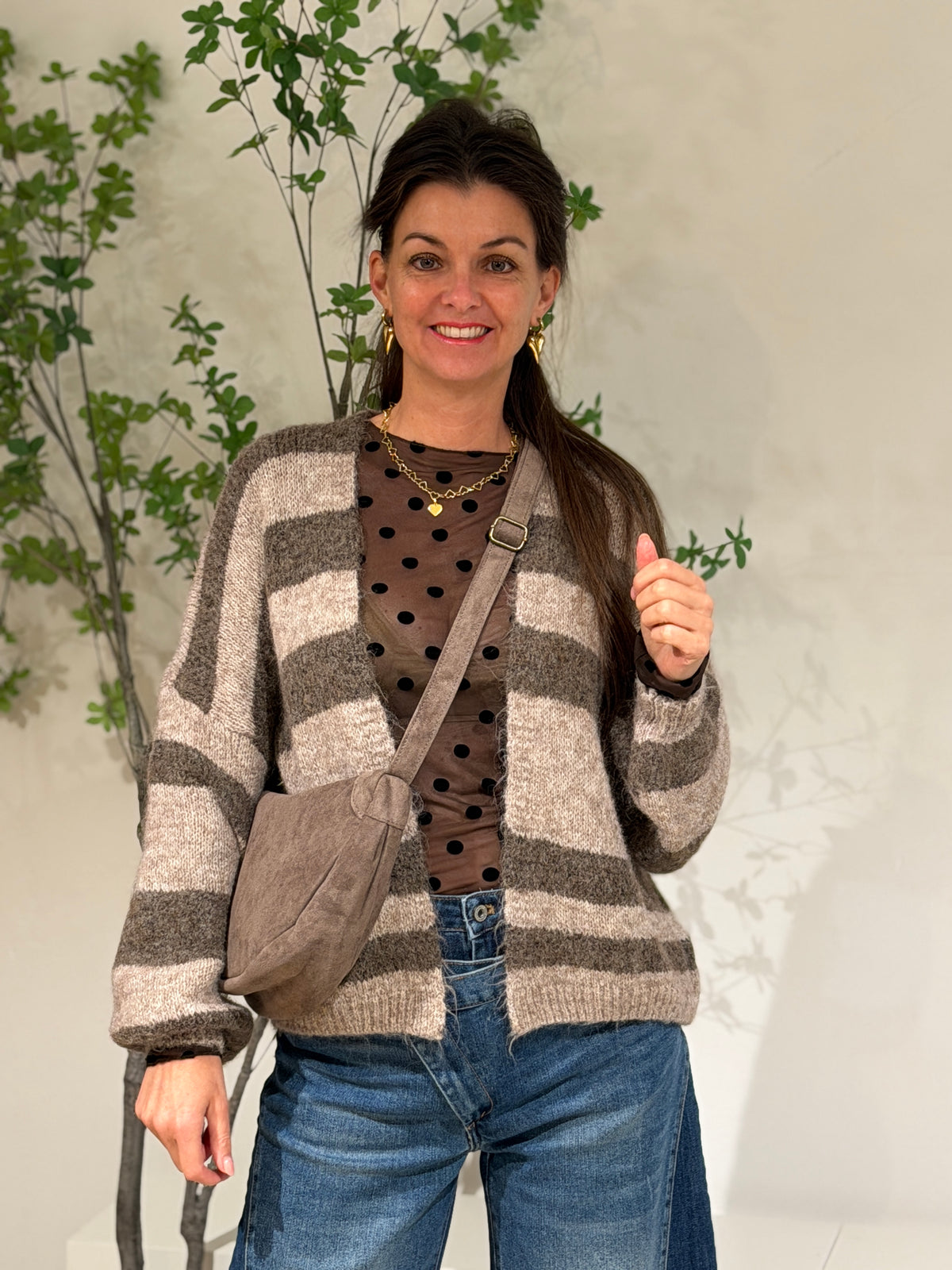 STRIPE VEST - TAUPE