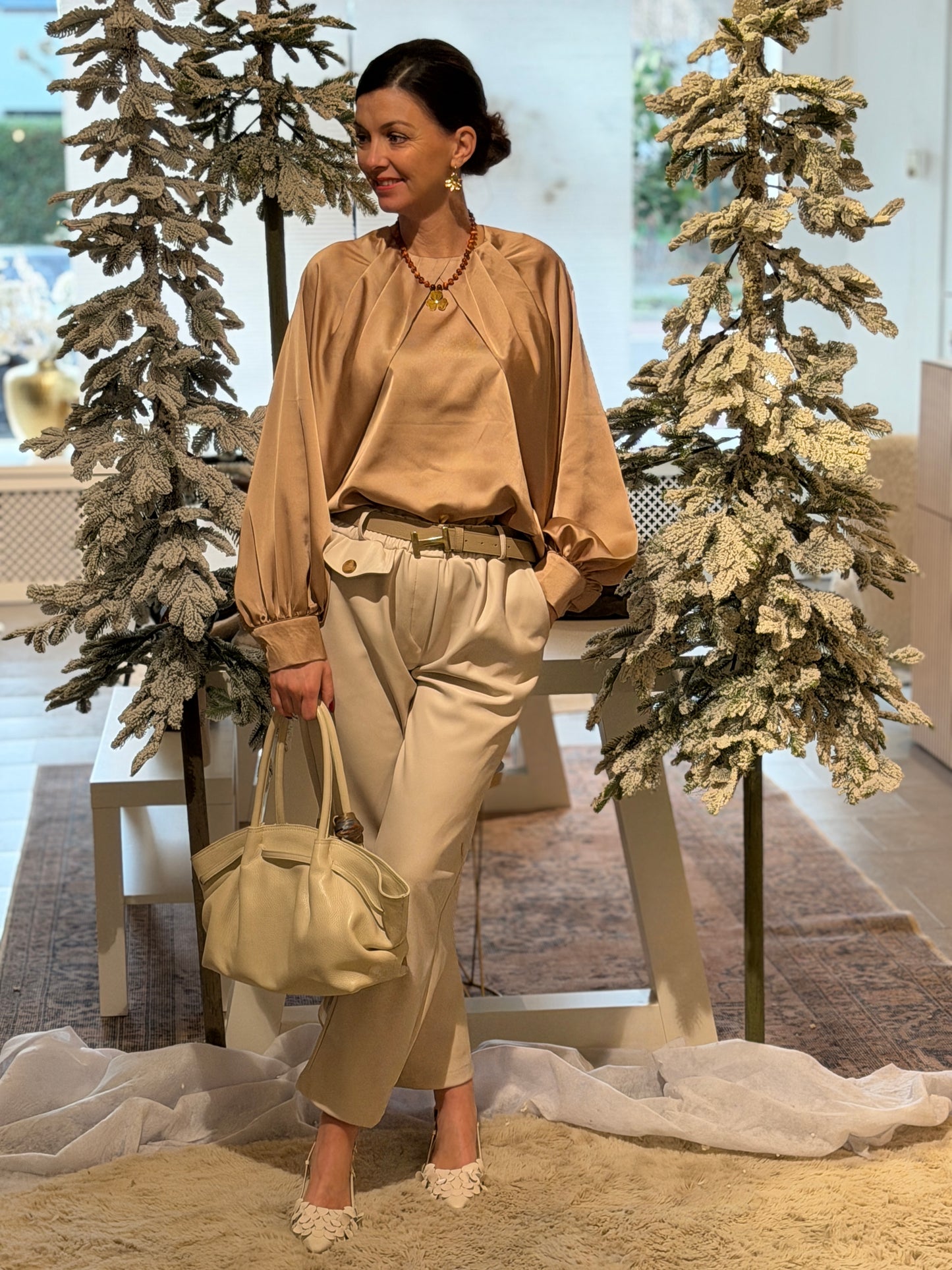 LOTTE Satin Blouse - Beige