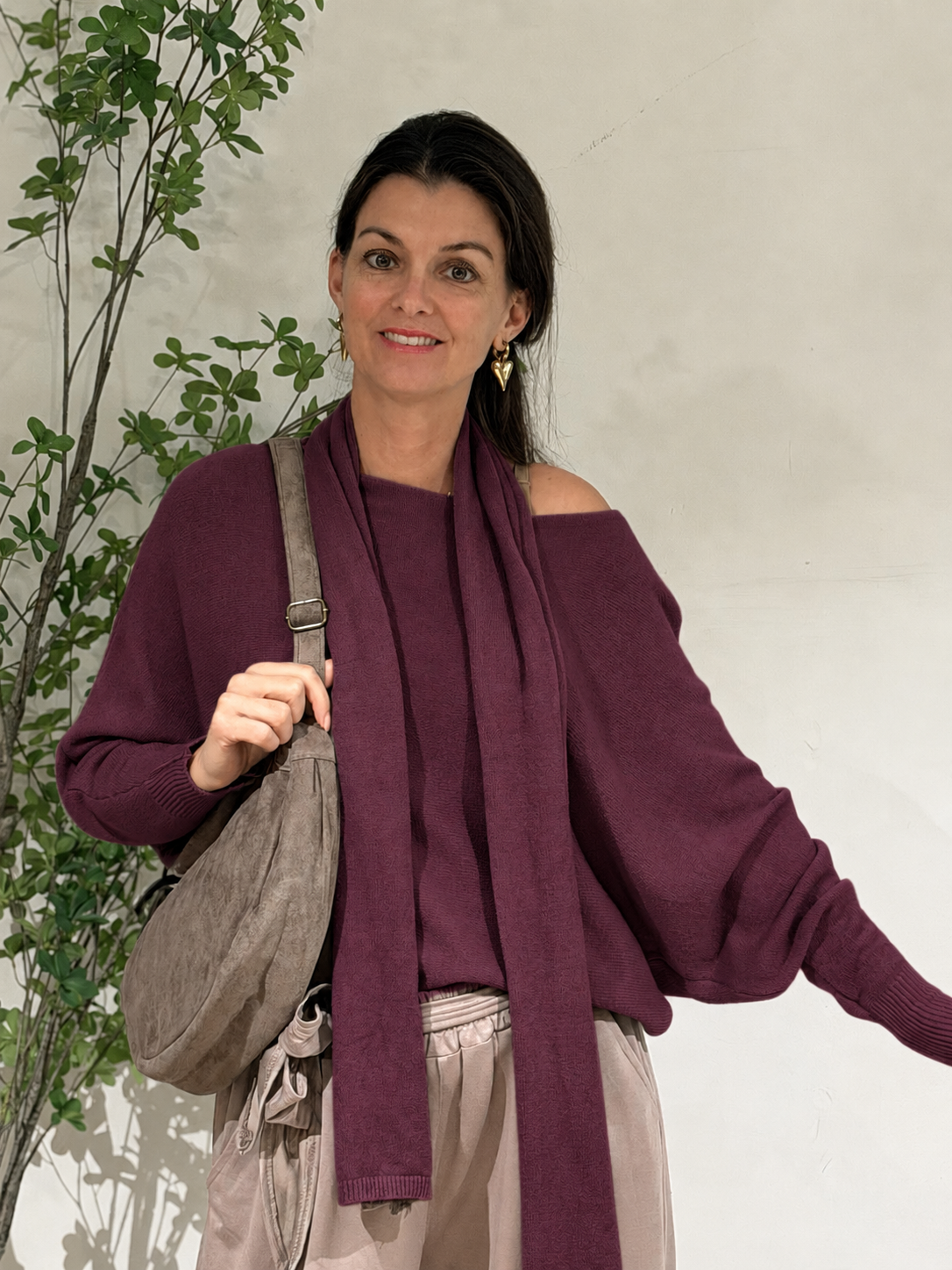 WENDY SWEATER+SJAAL - BORDEAUX