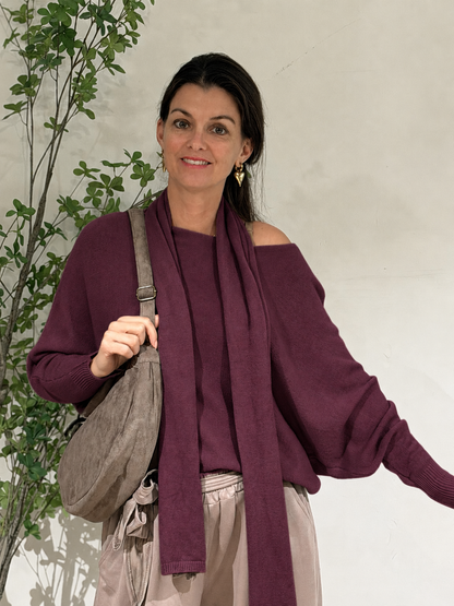 WENDY SWEATER+SJAAL - BORDEAUX