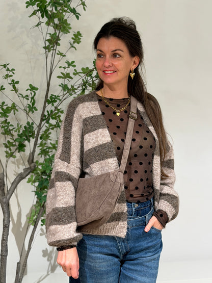 STRIPE VEST - TAUPE