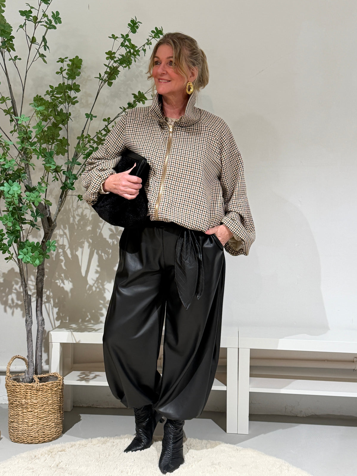 BROEK BALLOON LEATHERLOOK - ZWART